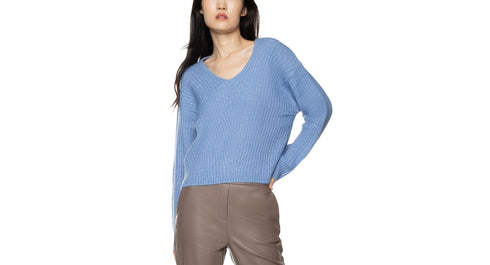 Black Tape Ribbed V Neck Sweater